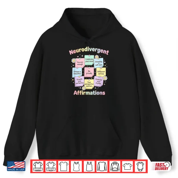 Hoodie Professional Minimalist Neurodivergent Affirmations Autism Awareness Shirt