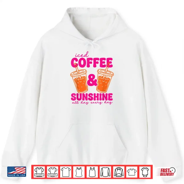 Hoodie Retro Iced Coffee and Sunshine Summer Family Beach Vacation Shirt
