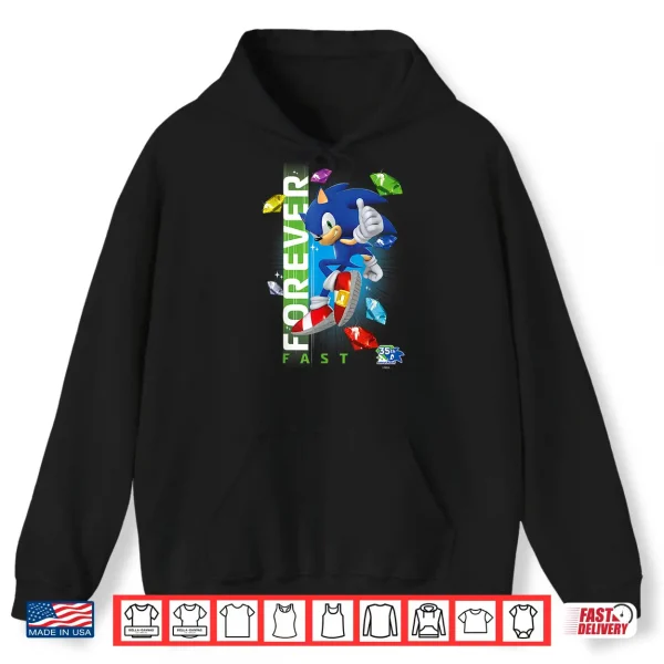 Hoodie Sonic The Hedgehog 35th Anniversary Forever Fast Emeralds Shirt