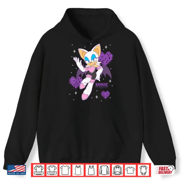 Hoodie Sonic The Hedgehog Rouge The Bat Pixalated Hearts Background Shirt
