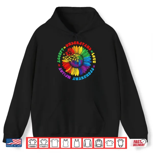 Hoodie Sunflower Puzzle Piece Autism Acceptance Professional Graphic Shirt