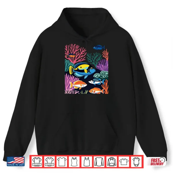 Hoodie Tropical Coral Reef Fish Ocean Marine Life Shirt