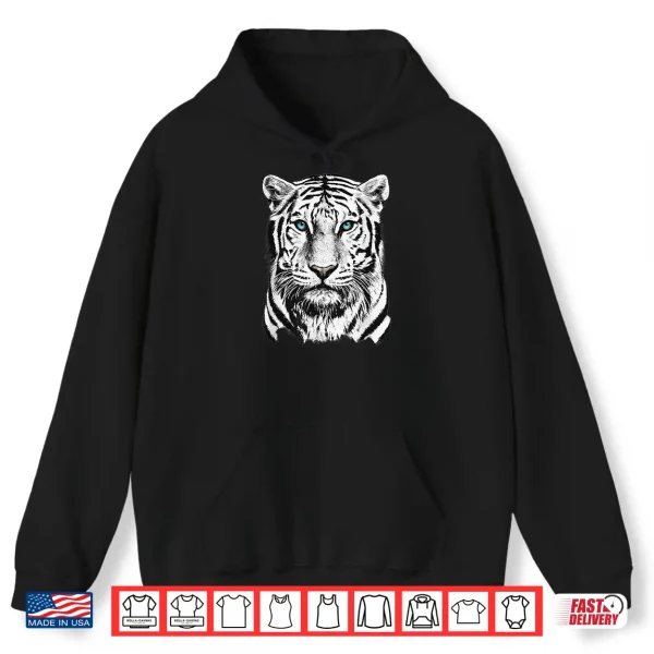 White Tiger Wild Animal Big Cat Blue Eyes Wildlife Portrait Shirt 1 Hoodie White Tiger Wild Animal Big Cat Blue Eyes Wildlife Portrait Shirt