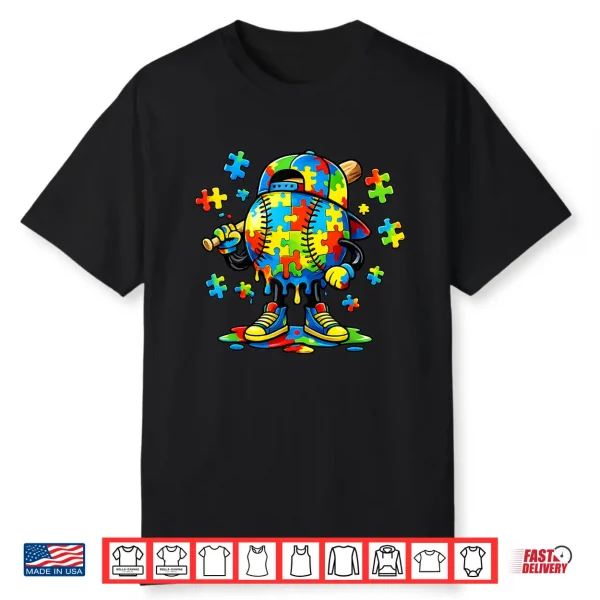 Ice Cream Drip Autism Awareness Baseball Kids Modern Shirt