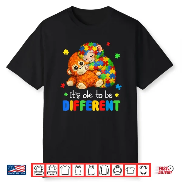 Its Ok To Be Different Autism Awareness Baby Monkey Punch Shirt