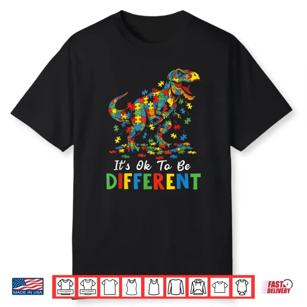Its Ok To Be Different Dinosaur Autism Awareness Modern Shirt