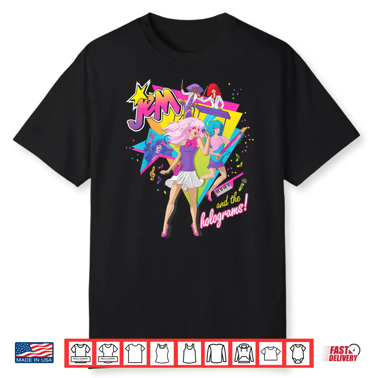 Jem And The Holograms Full Band Rocking Out 80’S Rock Retro Shirt Jem And The Holograms Full Band Rocking Out 80’S Rock Retro Shirt