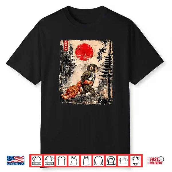 Kawaii Baby Monkey Punch Cute Japanese Ukiyo E Graphic Shirt