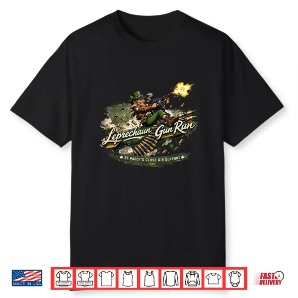 Leprechaun Gun Run Funny Irish Military Design Shirt
