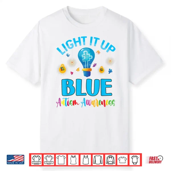 Light It Up Blue Autistic Autism Awareness Professional Shirt