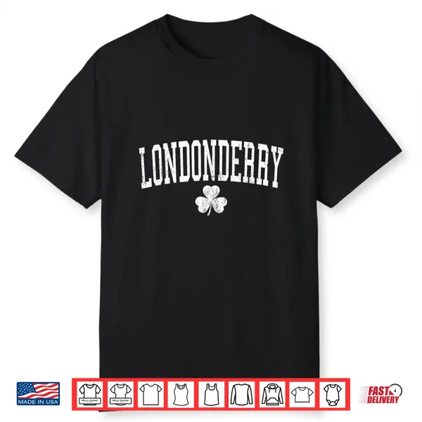 Londonderry Ireland St Patricks Day Distressed Shamrock Shirt