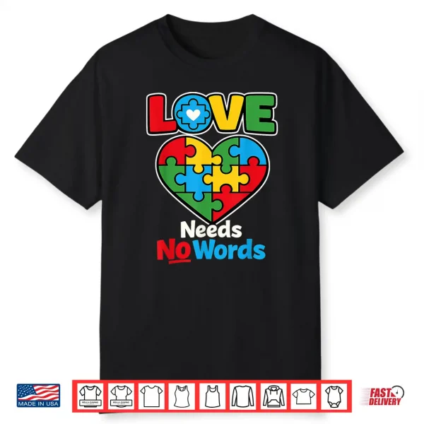 Love Puzzle Needs Words Autism Professional Minimalist Graphic Shirt