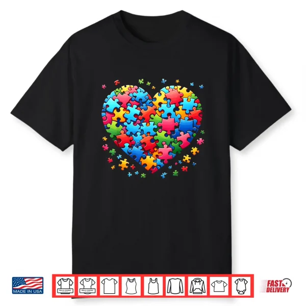 Love Support Heart Puzzle Autism Awareness Professional Shirt