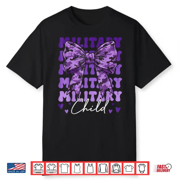 Military Child Coquette Bow Purple Camoflage Camo Boys Girls Shirt