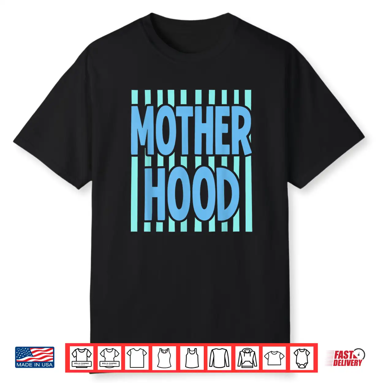 Motherhood Retro Blue Stripe Typography Design Shirt Motherhood Retro Blue Stripe Typography Design Shirt