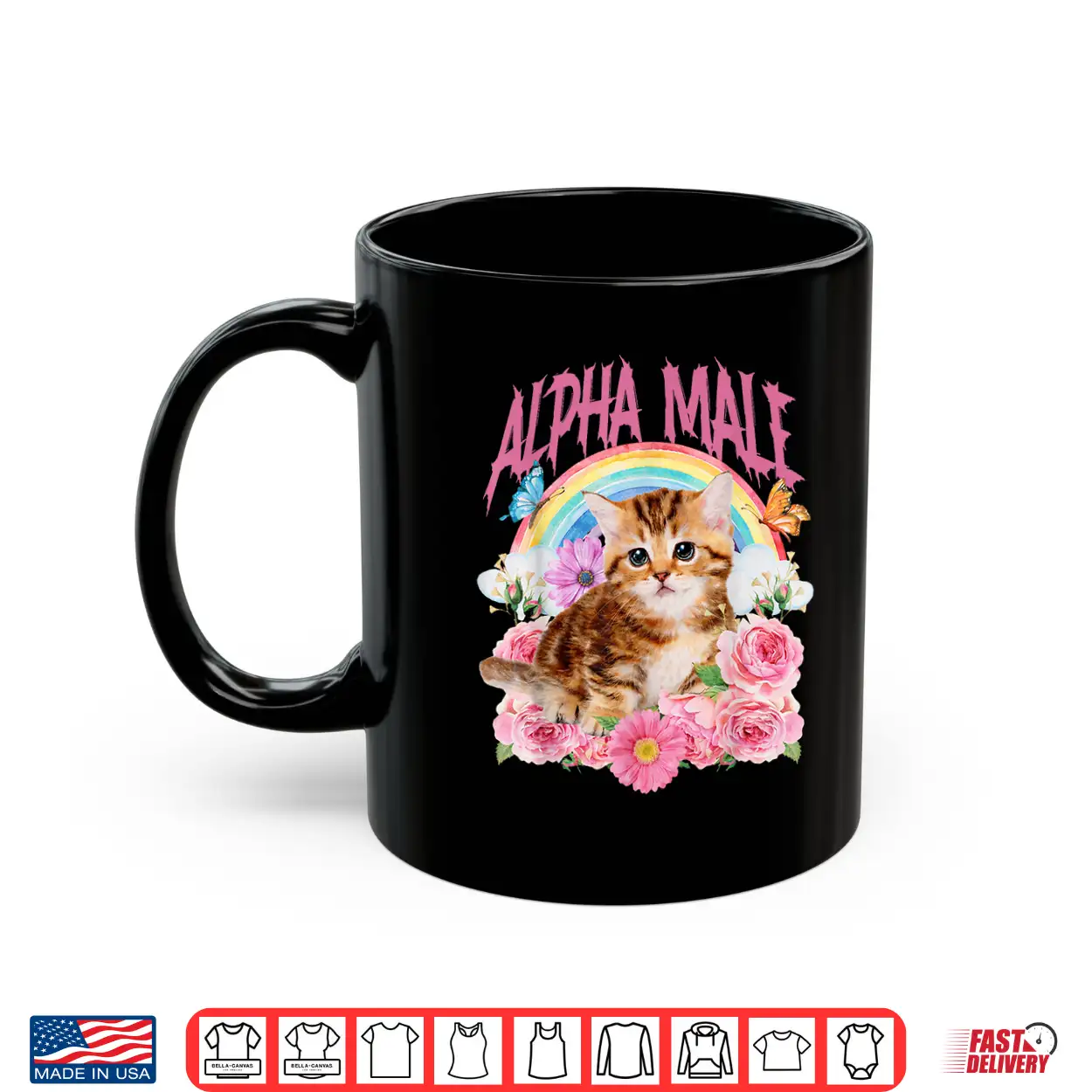Alpha Male Funny Cat Kitten Rainbow Floral Shirt Alpha Male Funny Cat Kitten Rainbow Floral Shirt