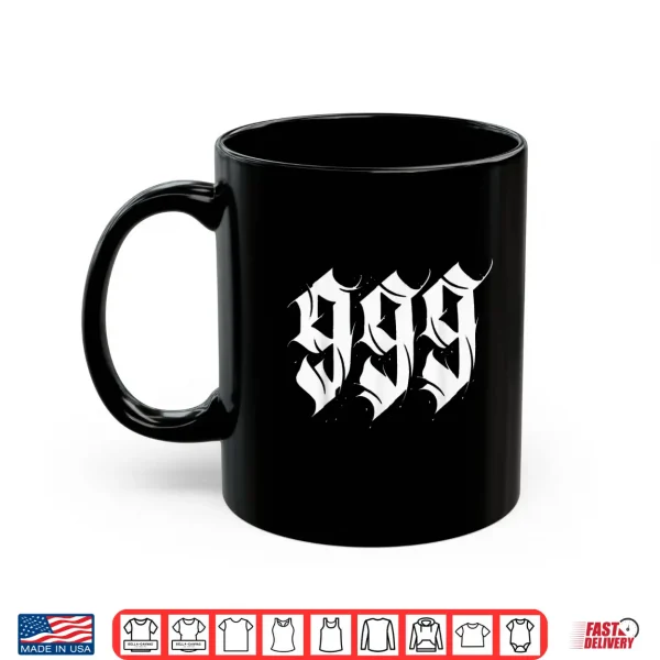 Mug Angel Number Nine Nine Nine Gothic Calligraphy Shirt