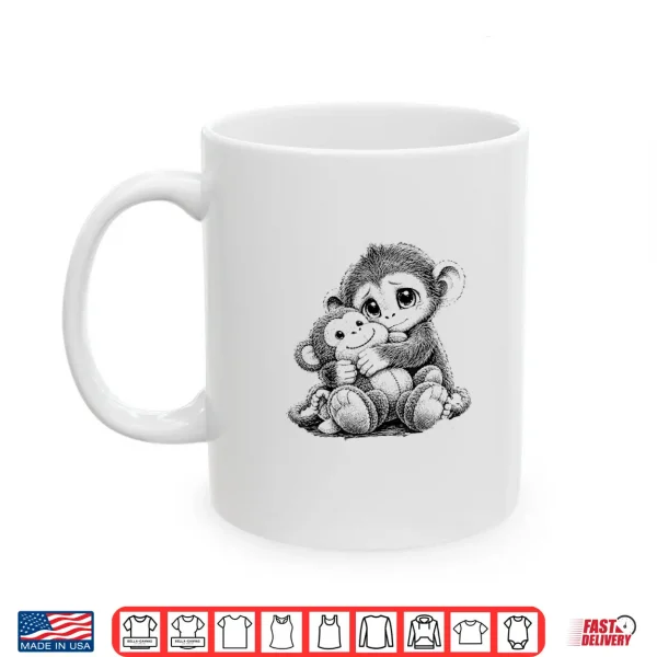Mug Baby Monkey Punch Plush Cute Monkey Sketch Art Punch Monkey Shirt