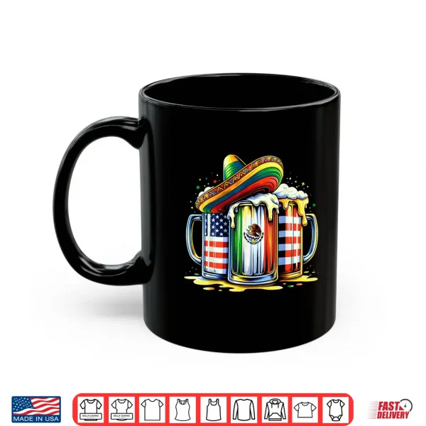 Mug Beer Mexican USA Flag Cinco de Mayo Drinking Party Men Women Shirt