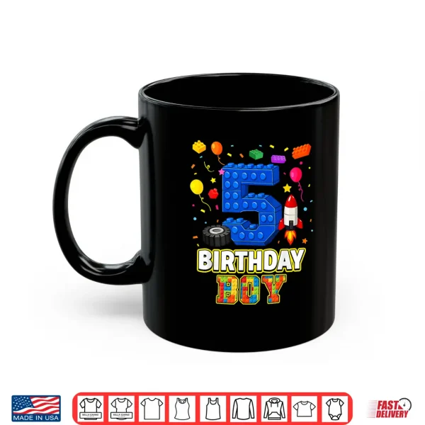 Birthday Boy Five Building Bricks Five Year Old Party Shirt 3 Mug Birthday Boy Five Building Bricks Five Year Old Party Shirt
