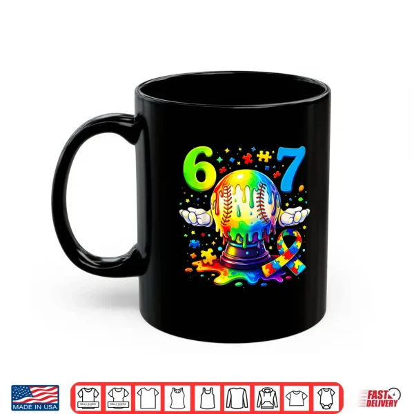 Mug Colorful Puzzle Piece Drip Autism Awareness Baseball Sixty Seven Shirt