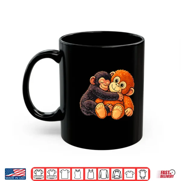 Mug Cute Baby Punch Monkey Hugging Stuffed Plush Shirt