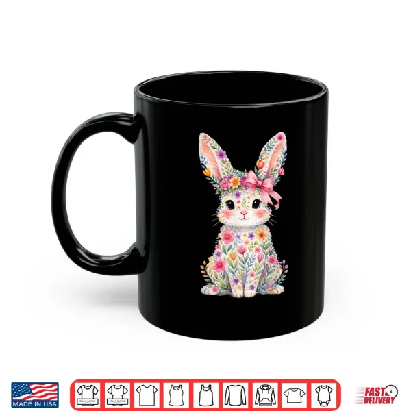 Mug Cute Pink Flower Bunny Rabbit Happy Easter Shirt Women Girls Shirt
