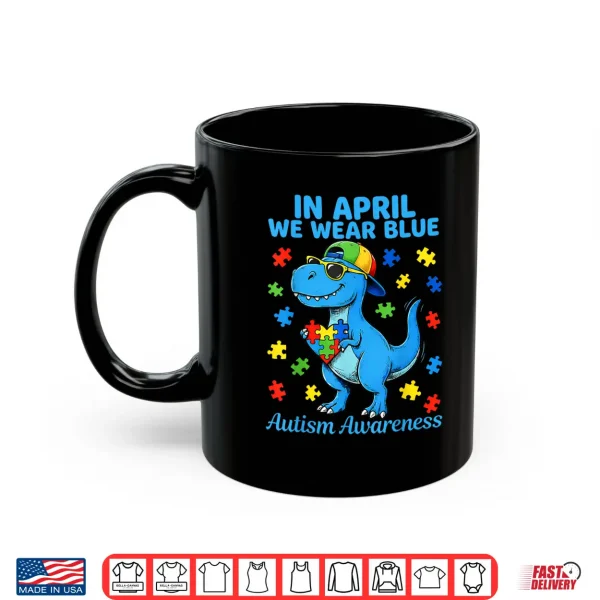 Mug Funny T Rex With Puzzle Autistic Autism Awareness Graphic Shirt