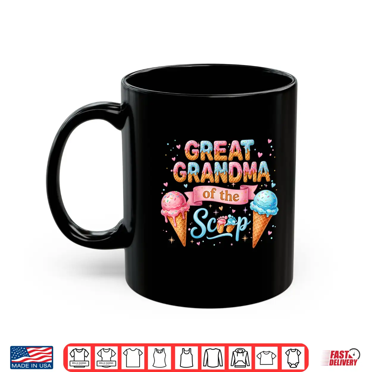Great Grandma Of The Scoop Ice Cream Gender Reveal Shirt Great Grandma Of The Scoop Ice Cream Gender Reveal Shirt