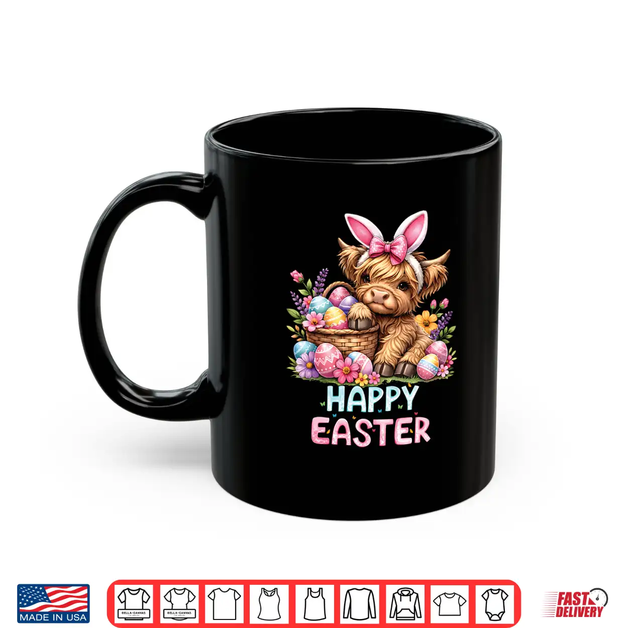 Happy Easter Day Highland Cow Cute Holiday Bunny Women Kids Shirt Happy Easter Day Highland Cow Cute Holiday Bunny Women Kids Shirt
