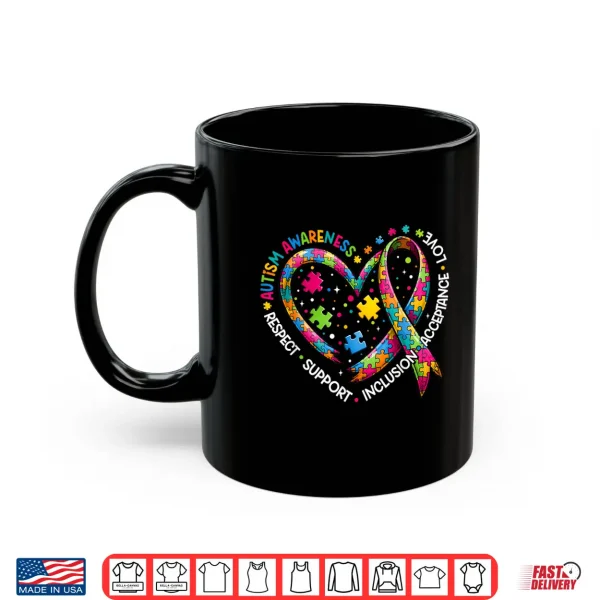 Mug Heart Respect Love Support Autism Awareness Shirts Women Men Shirt