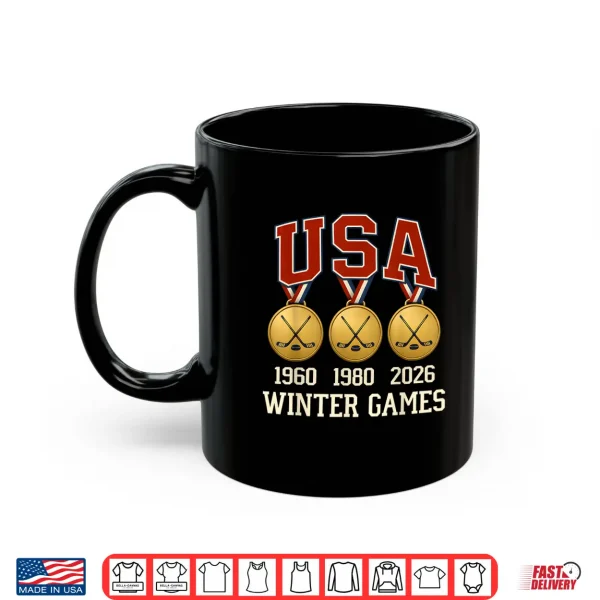 Mug Ice Hockey 2026 Sticks US Flag Patriotic Player Men Boys Kid Shirt