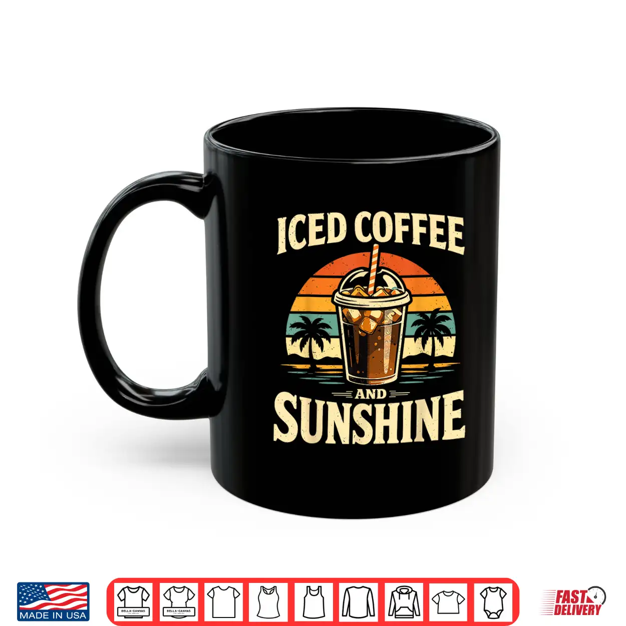 Iced Coffee And Sunshine Retro Summer Beach Vacation Shirt Iced Coffee And Sunshine Retro Summer Beach Vacation Shirt