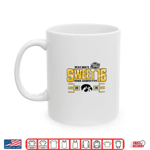 Mug Iowa Hawkeyes Sweet 16 2026 Mens March Madness Gray Shirt