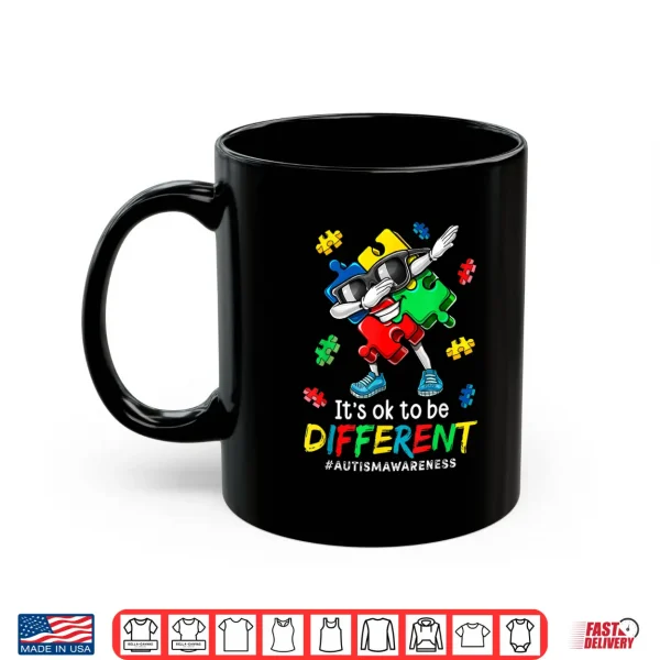 Mug Its OK To Be Different Dabbing Puzzle Autism Awareness Shirt