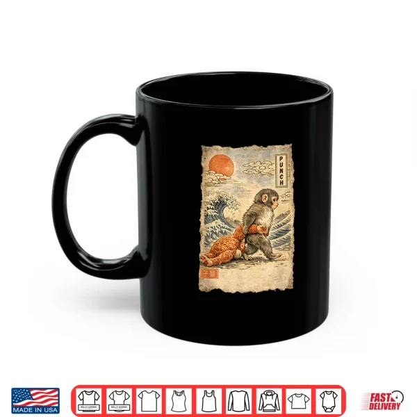 Mug Kawaii Baby Monkey Punch Cute Japanese Macaque Ukiyo e Art Shirt