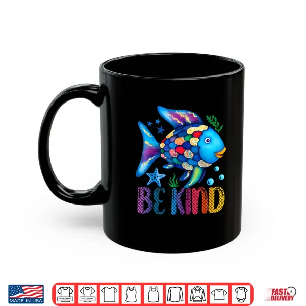 Mug Kids Be Kind Rainbow Scale Fish Teacher Reading Book Toddler Shirt