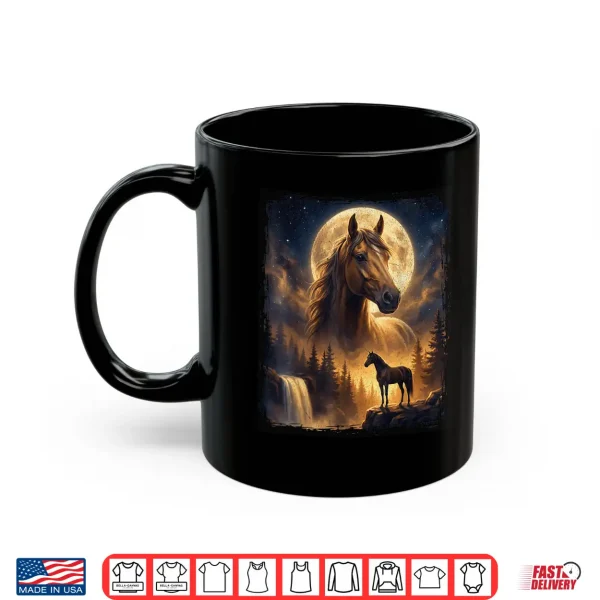 Mug Mystical Retro Majestic Horse Spirit Animal Full Moon Nature Shirt