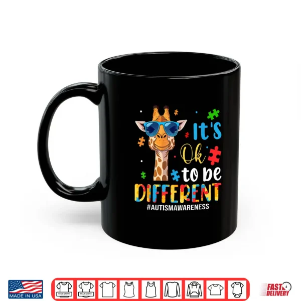 Mug Ok To Be Different Autism Awareness Cute Giraffe Animal Shirt