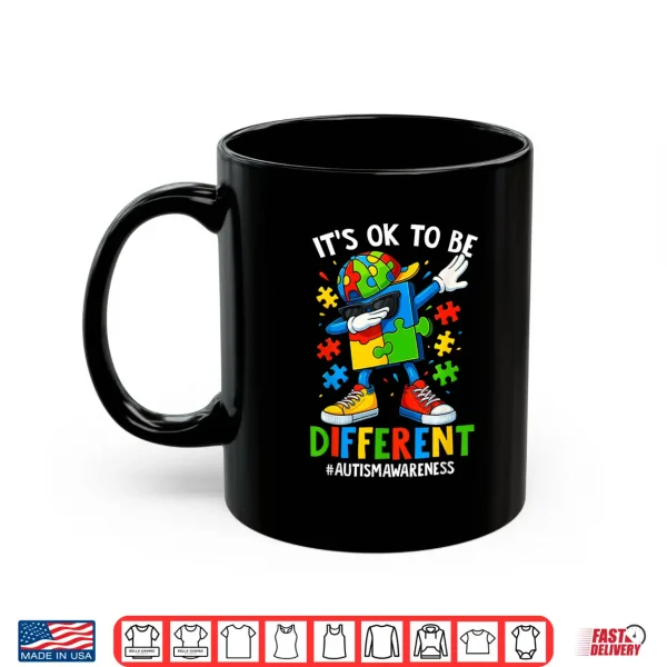 Mug Ok To Be Different Dabbing Puzzle Autism Awareness Modern Shirt