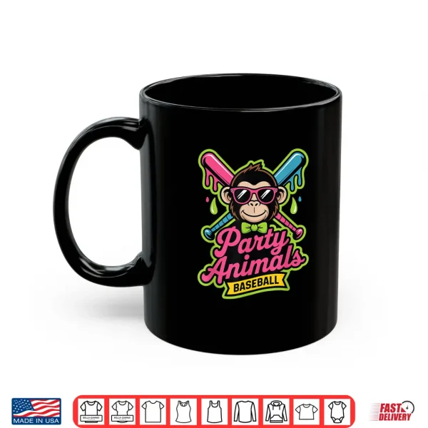Mug Party Animals Baseball Funny Monkey Vibrant Slime Shirt
