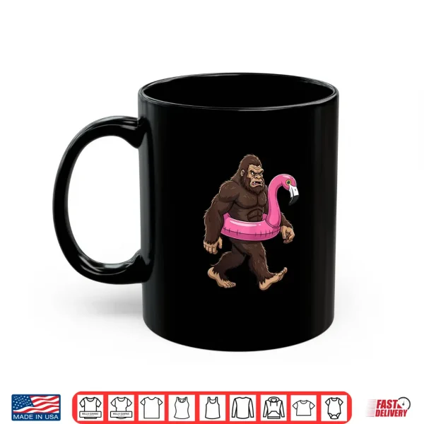 Mug Pool Party Bigfoot Flamingo Men Women Sasquatch Pink Float Shirt