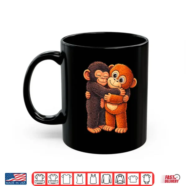 Mug Punch Cute Baby Monkey with Stuffed Stand Hugging Shirt