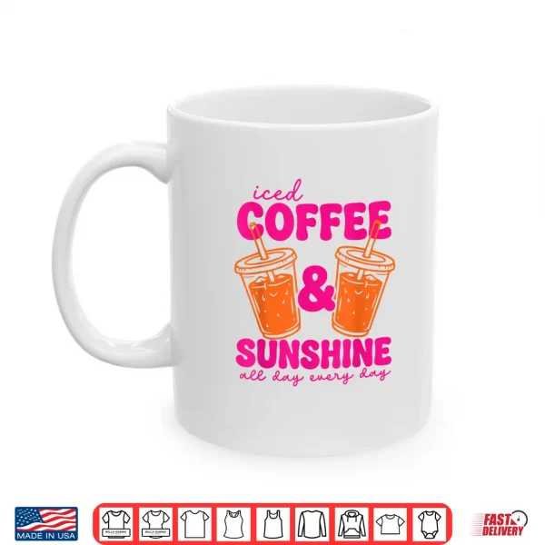 Mug Retro Iced Coffee and Sunshine Summer Family Beach Vacation Shirt