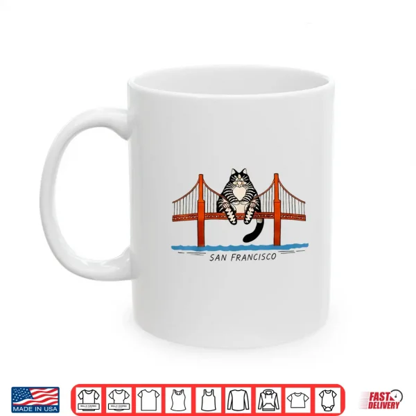 Mug San Francisco Cat Golden Gate Bridge Book Lover Shirt