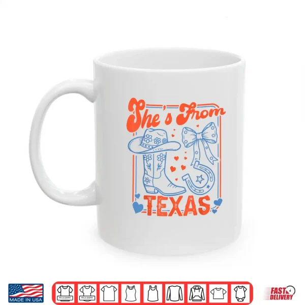 Mug Shes from Texas Cowgirl Boots Flowers Bow Retro Western Shirt