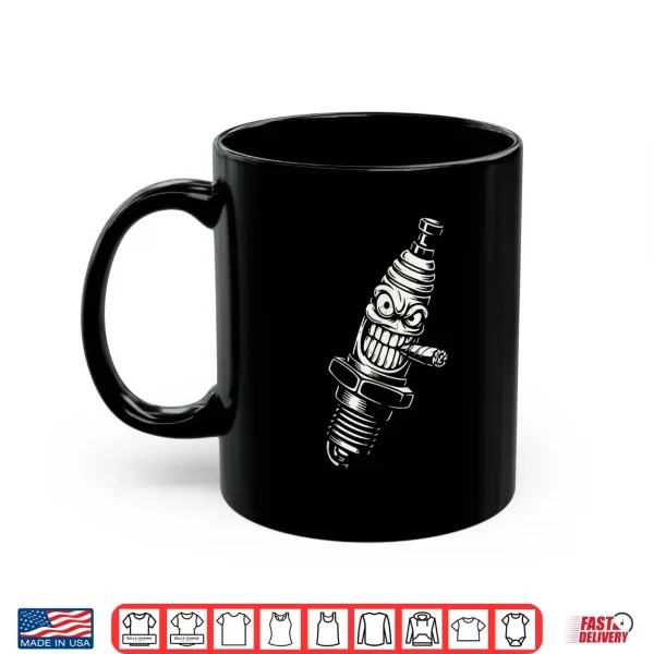 Mug Spark Plug Smoking Cigar Vintage Garage Mechanic Cartoon Shirt