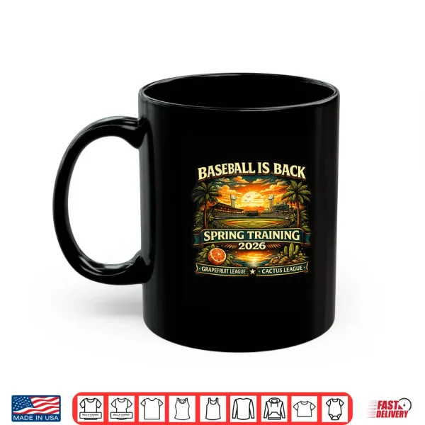 Mug Spring Training Baseball is Back 2026 Retro Stadium Sunset Shirt
