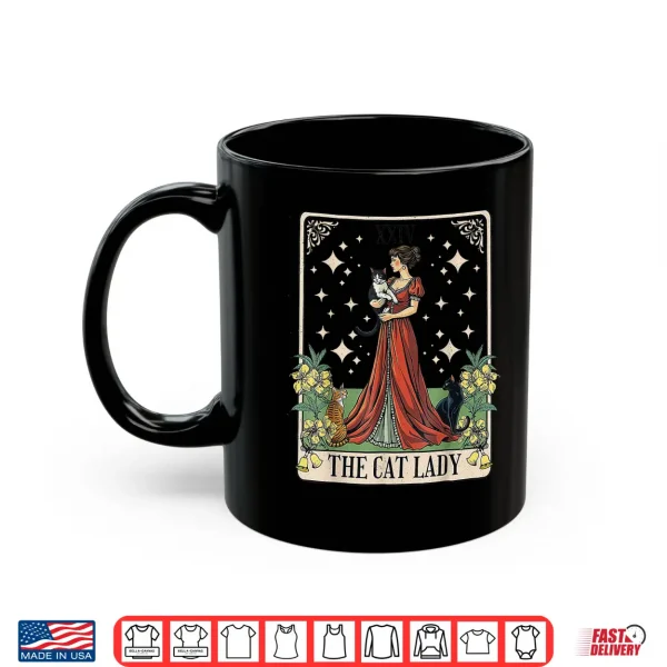 Mug The Cat Lady Tarot Card Vintage Gothic Cat Women Cat Mom Shirt