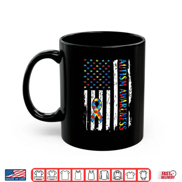 Mug USA Flag Autistic Awareness Autism Awareness Mom Dad Shirt